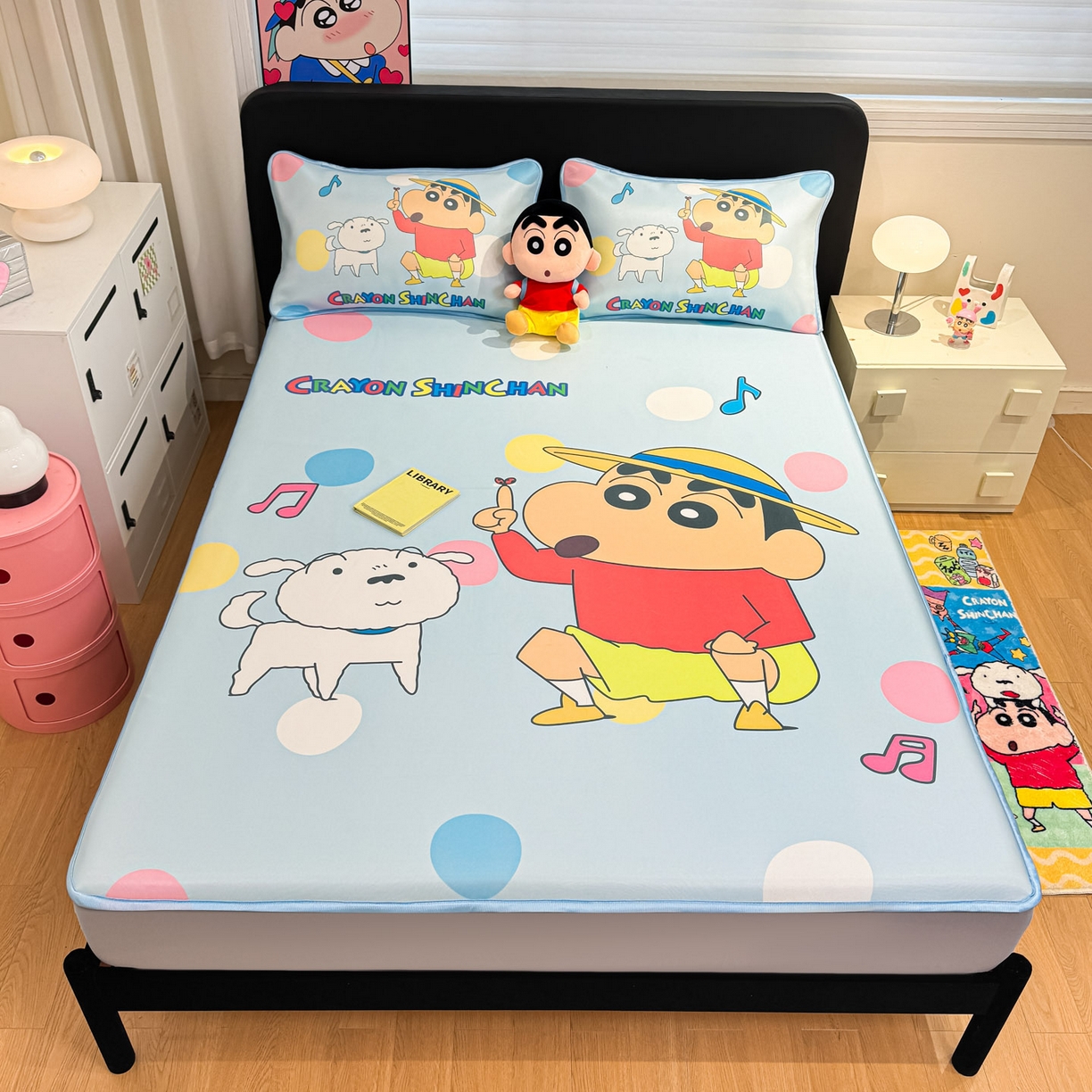 91家纺网 家纺一手货源 找家纺 （总）博雅 2026蜡笔小新正版授权小冰皮大版印花凉席床笠款