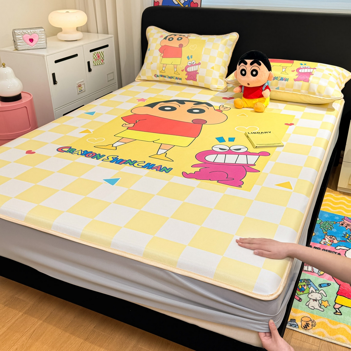 91家纺网 家纺一手货源 找家纺 （总）博雅 2026蜡笔小新正版授权小冰皮大版印花凉席床笠款