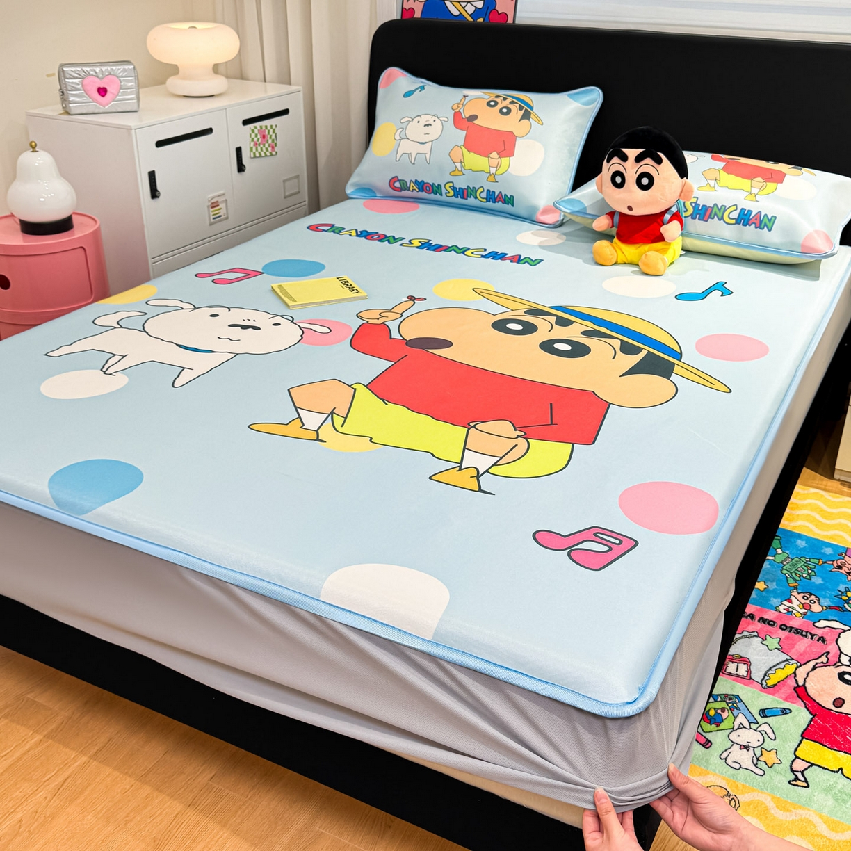 91家纺网 家纺一手货源 找家纺 （总）博雅 2026蜡笔小新正版授权小冰皮大版印花凉席床笠款