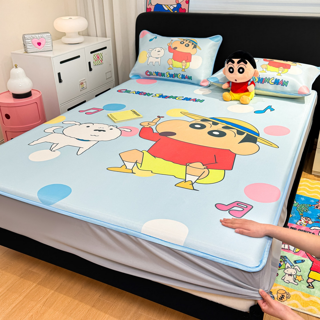 91家纺网 家纺一手货源 找家纺 （总）博雅 2026蜡笔小新正版授权小冰皮大版印花凉席床笠款