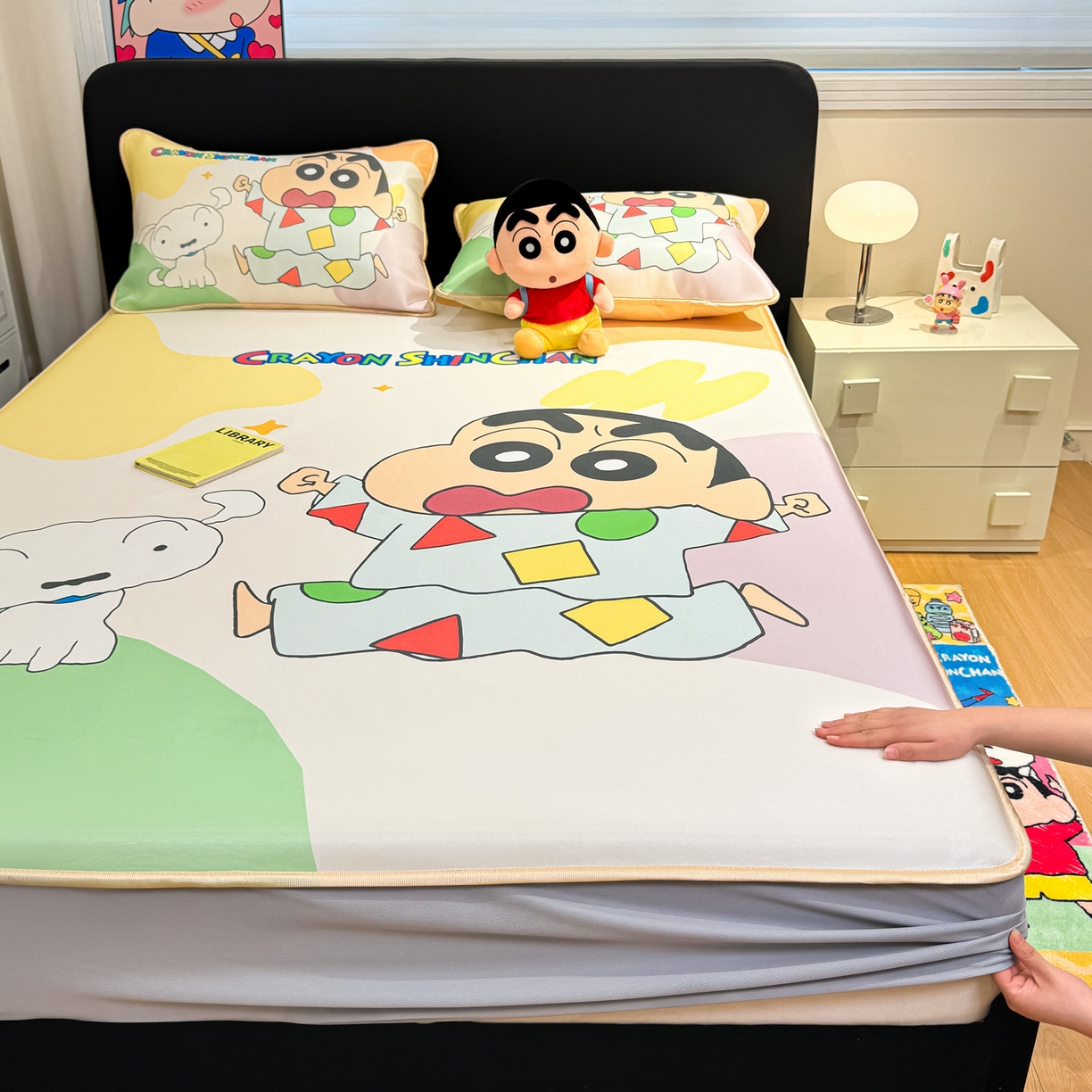 91家纺网 家纺一手货源 找家纺 博雅 2026蜡笔小新正版授权小冰皮大版印花凉席床笠款 大版-睡衣小新