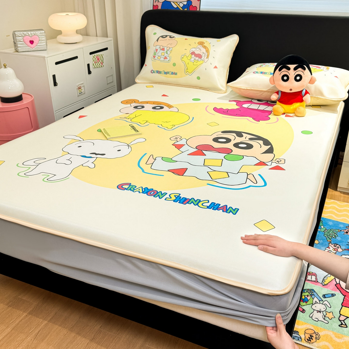 博雅 2026蜡笔小新正版授权小冰皮大版印花凉席床笠款 大版-童趣小新