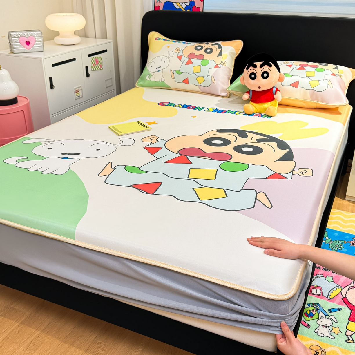 博雅 2026蜡笔小新正版授权小冰皮大版印花凉席床笠款 大版-睡衣小新