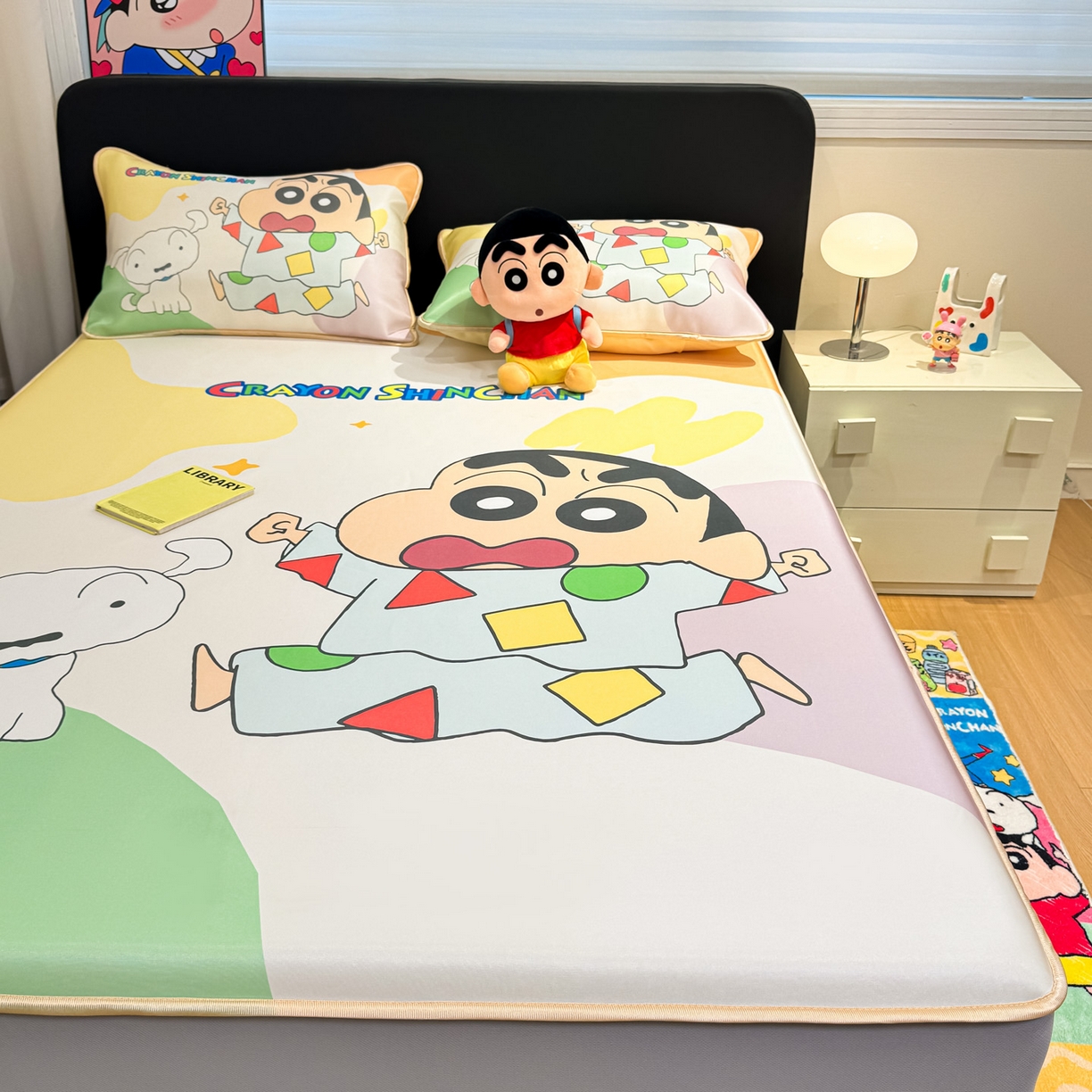 91家纺网 家纺一手货源 找家纺 博雅 2026蜡笔小新正版授权小冰皮大版印花凉席床笠款 大版-睡衣小新