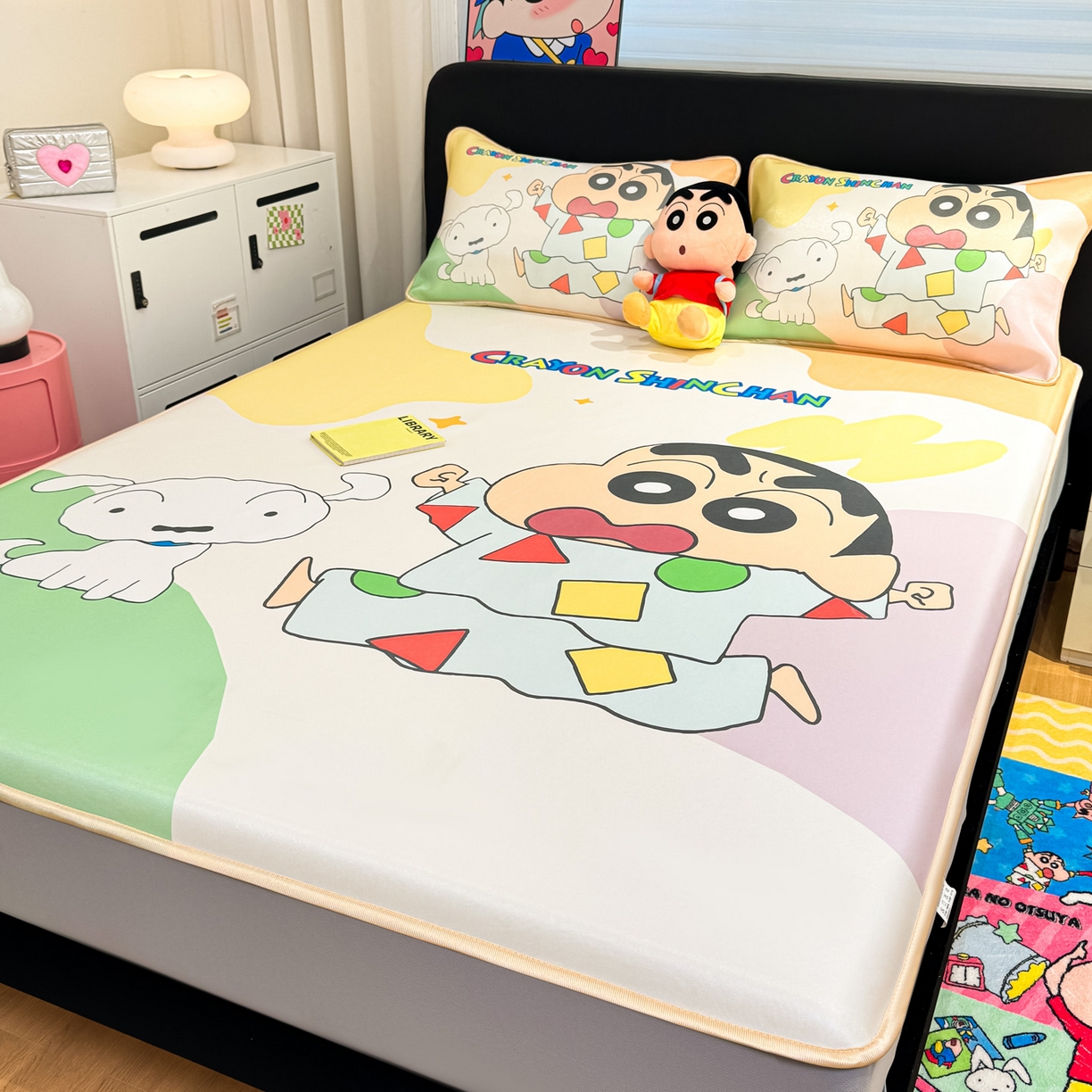 91家纺网 家纺一手货源 找家纺 博雅 2026蜡笔小新正版授权小冰皮大版印花凉席床笠款 大版-睡衣小新