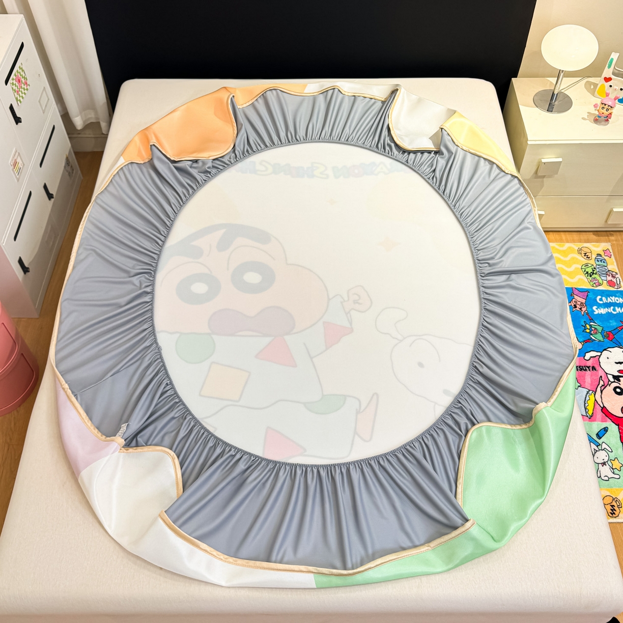 91家纺网 家纺一手货源 找家纺 博雅 2026蜡笔小新正版授权小冰皮大版印花凉席床笠款 大版-睡衣小新