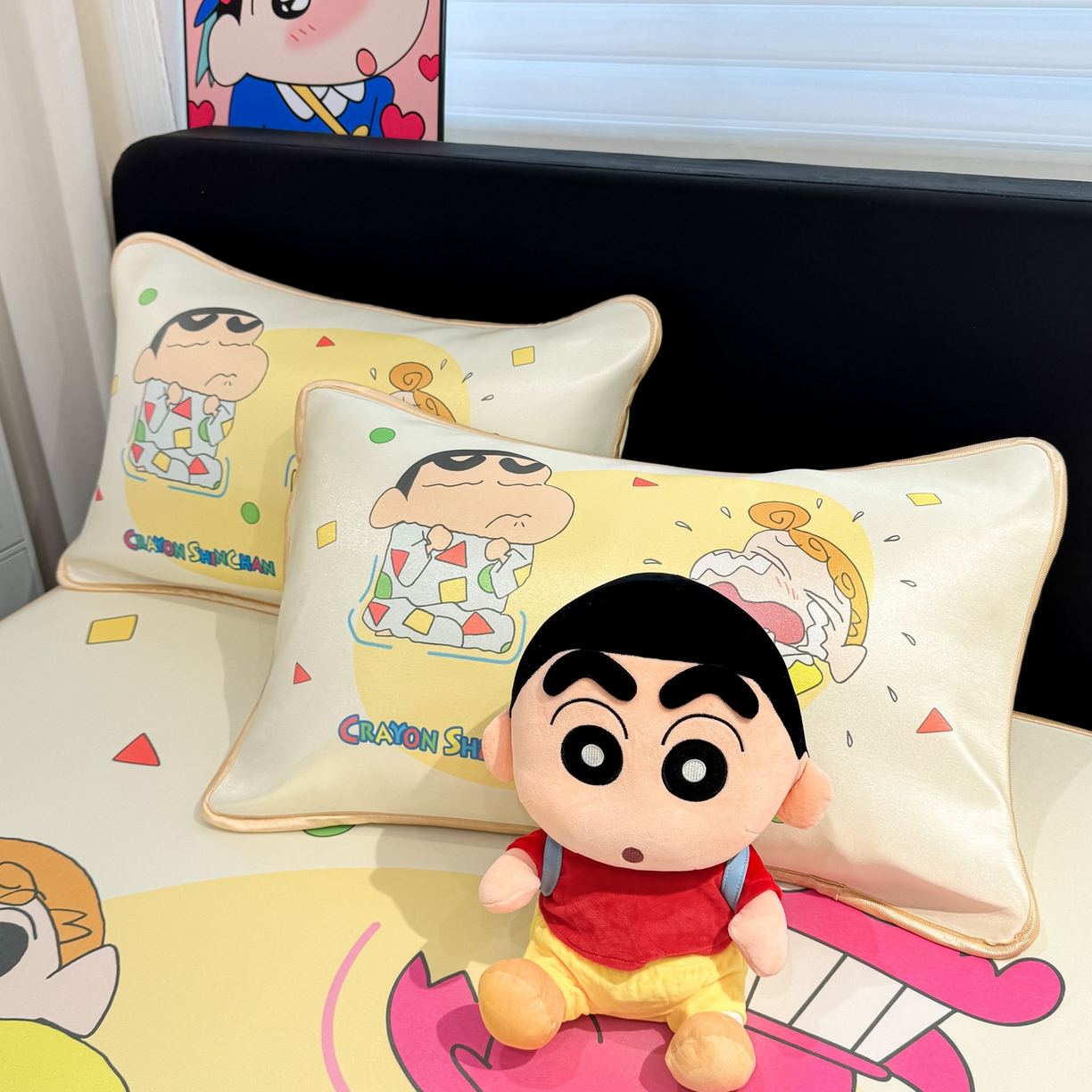 91家纺网 家纺一手货源 找家纺 博雅 2026蜡笔小新正版授权小冰皮大版印花凉席床笠款 大版-童趣小新