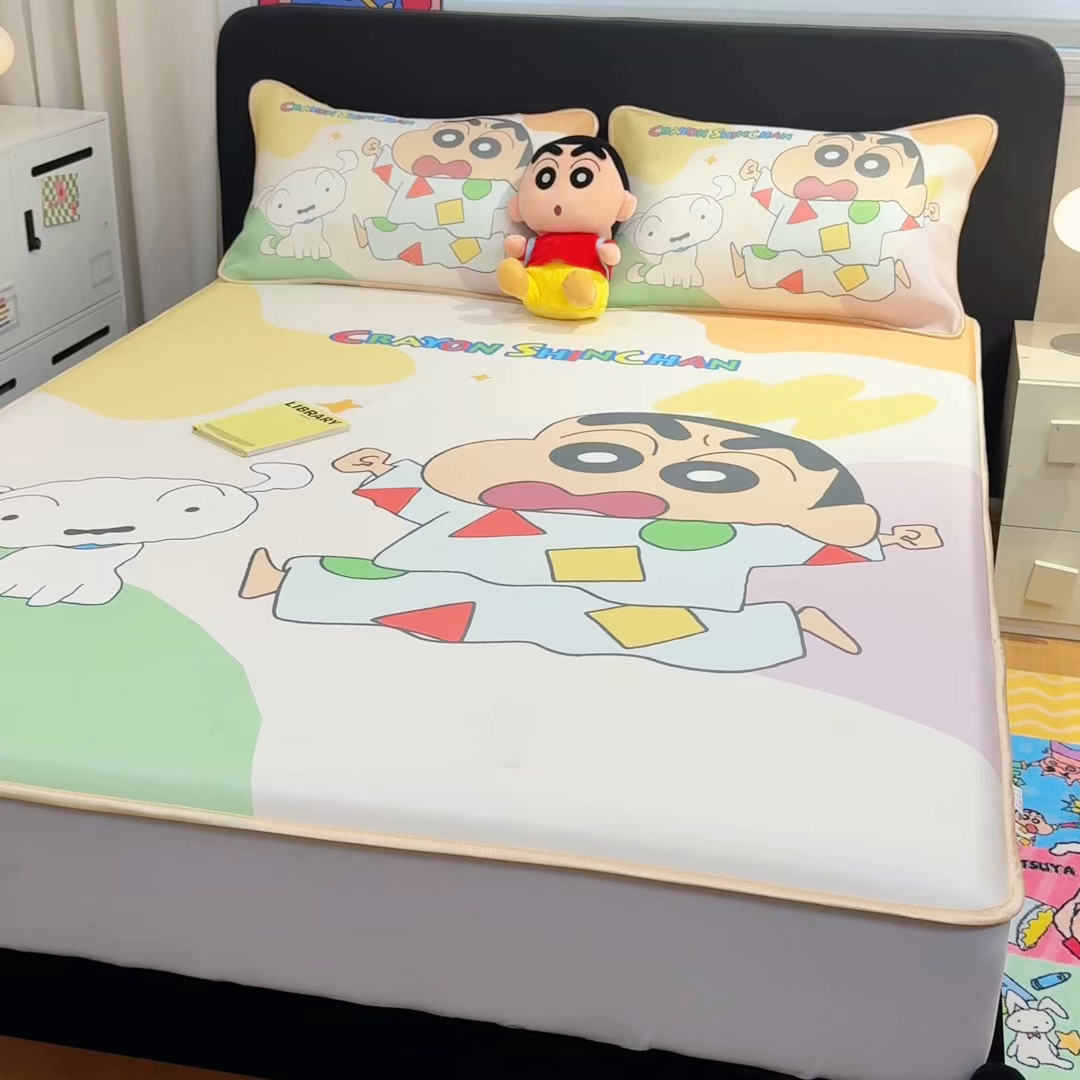 91家纺网 家纺一手货源 找家纺 博雅 2026蜡笔小新正版授权小冰皮大版印花凉席床笠款 大版-睡衣小新