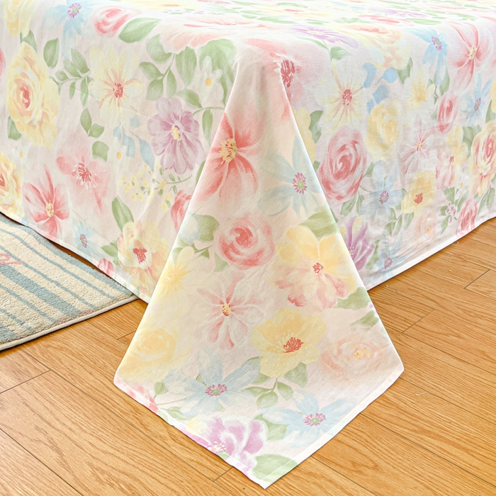 91家纺网 家纺一手货源 找家纺 好亿来家纺 2026新款全棉纯棉印花小清新床单单件床单单品单床单 花木佳期