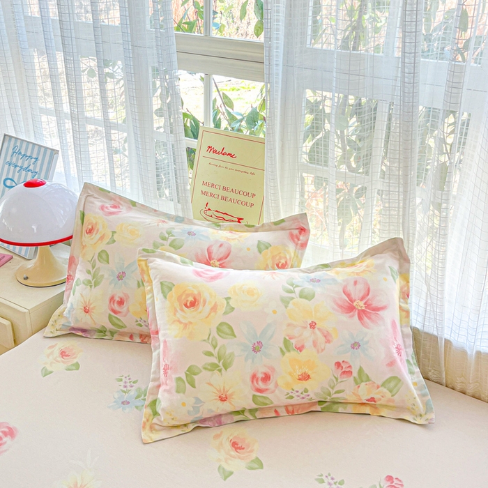 91家纺网 家纺一手货源 找家纺 好亿来家纺 2026新款全棉纯棉印花小清新床单单件床单单品单床单 花木佳期