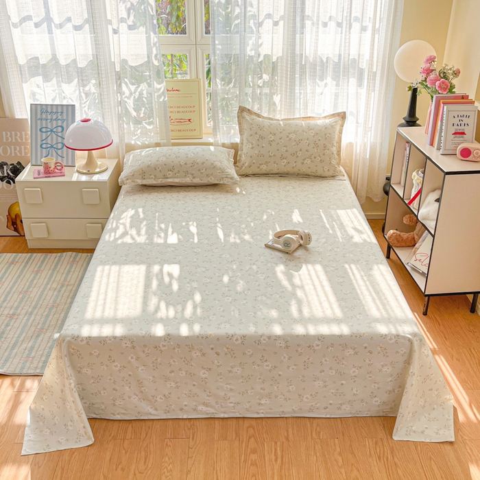 好亿来家纺 2026新款全棉纯棉印花小清新床单单件床单单品单床单 花语缪斯