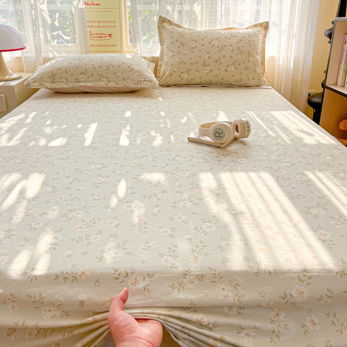 91家纺网 家纺一手货源 找家纺 好亿来家纺 2026新款全棉纯棉印花小清新床单单件床单单品单床单 花语缪斯