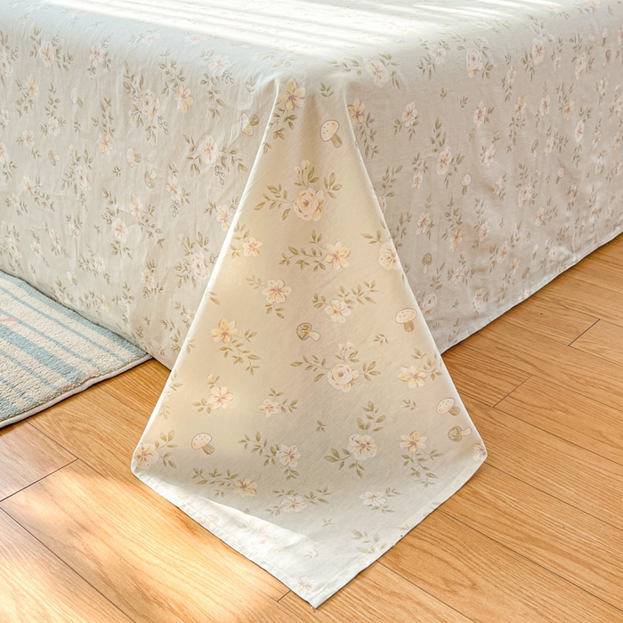 91家纺网 家纺一手货源 找家纺 好亿来家纺 2026新款全棉纯棉印花小清新床单单件床单单品单床单 花语缪斯