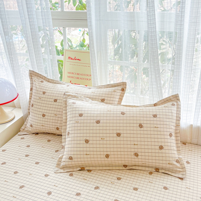 91家纺网 家纺一手货源 找家纺 好亿来家纺 2026新款全棉纯棉印花小清新床单单件床单单品单床单 黄油小熊