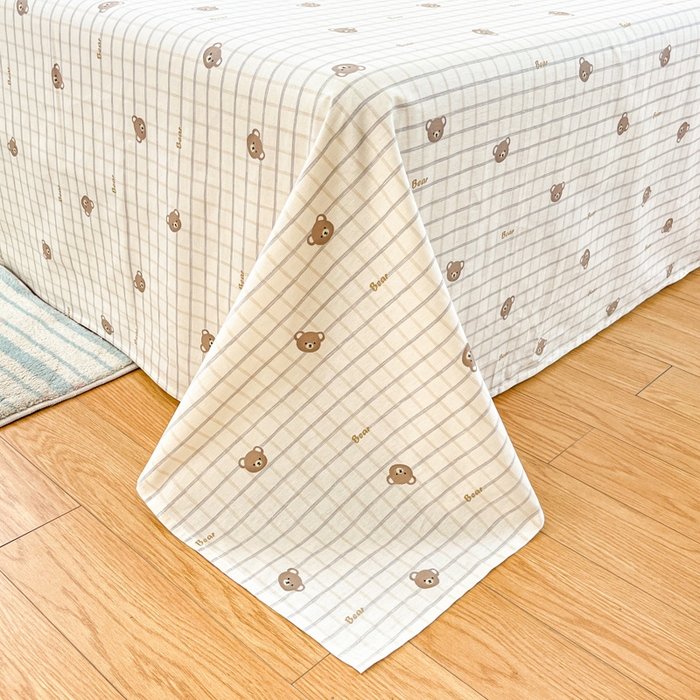 91家纺网 家纺一手货源 找家纺 好亿来家纺 2026新款全棉纯棉印花小清新床单单件床单单品单床单 黄油小熊