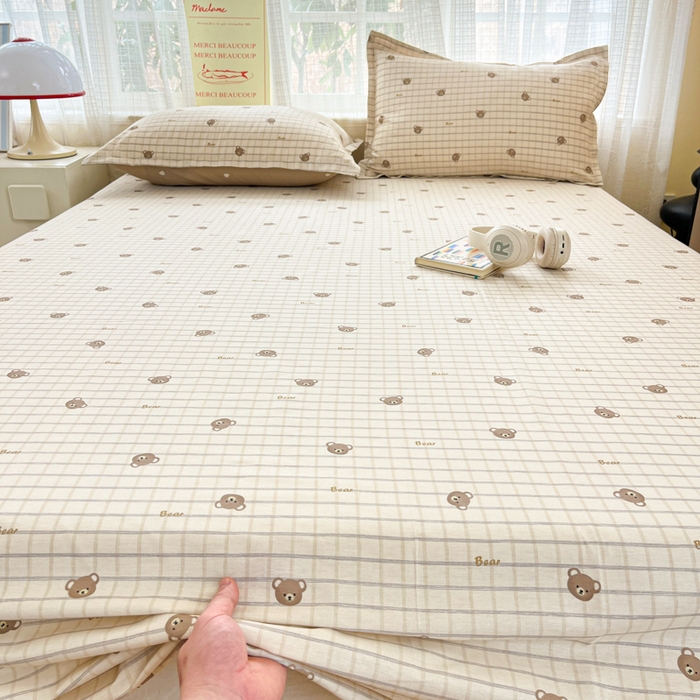 91家纺网 家纺一手货源 找家纺 好亿来家纺 2026新款全棉纯棉印花小清新床单单件床单单品单床单 黄油小熊