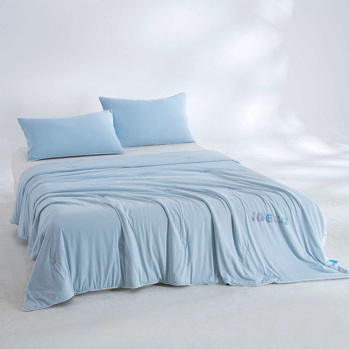 91家纺网 家纺一手货源 找家纺 芭伯妮 2026新款黑科技小冰被夏被空调被夏凉被 蓝色