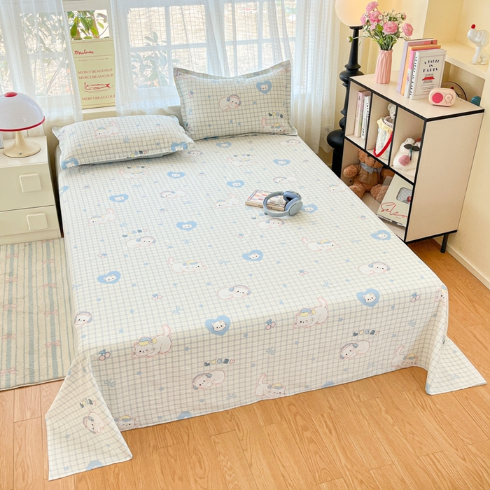 91家纺网 家纺一手货源 找家纺 好亿来家纺 2026新款全棉纯棉印花小清新床单单件床单单品单床单 可爱猫咪