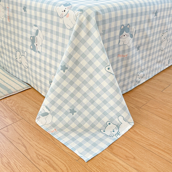 91家纺网 家纺一手货源 找家纺 好亿来家纺 2026新款全棉纯棉印花小清新床单单件床单单品单床单 快乐猫咪