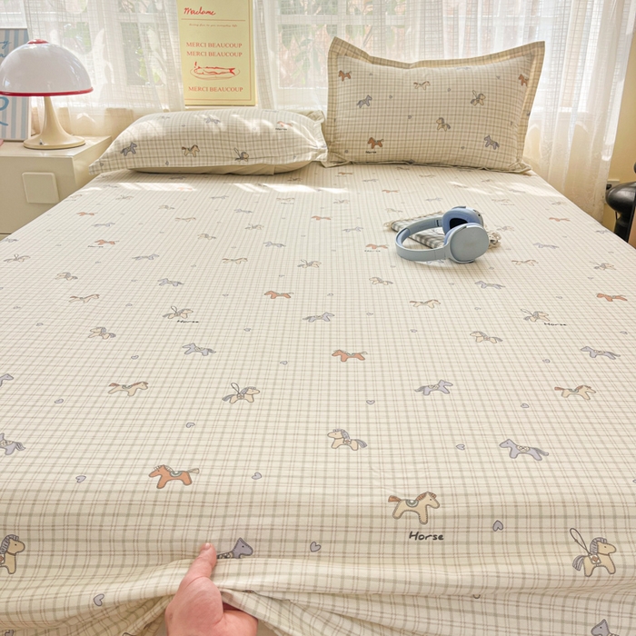 91家纺网 家纺一手货源 找家纺 好亿来家纺 2026新款全棉纯棉印花小清新床单单件床单单品单床单 马到成功