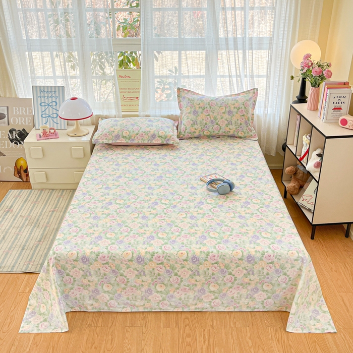 好亿来家纺 2026新款全棉纯棉印花小清新床单单件床单单品单床单 梦幻花楹