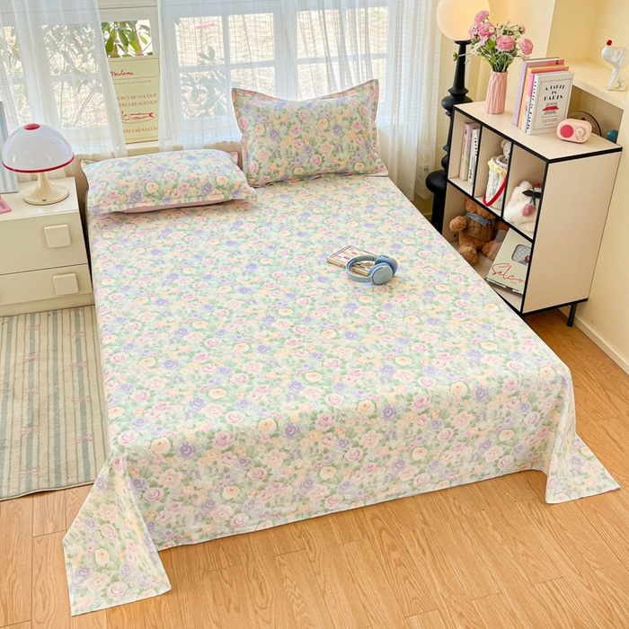 91家纺网 家纺一手货源 找家纺 好亿来家纺 2026新款全棉纯棉印花小清新床单单件床单单品单床单 梦幻花楹