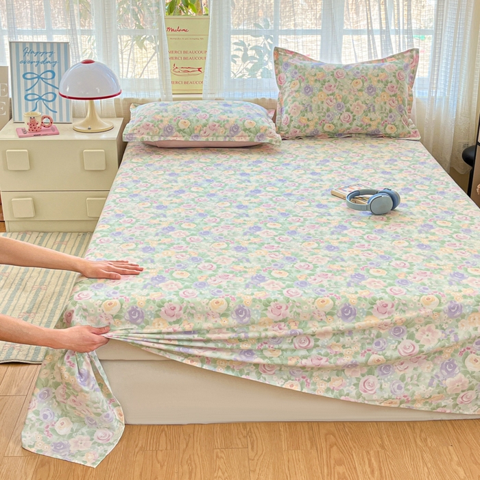 91家纺网 家纺一手货源 找家纺 好亿来家纺 2026新款全棉纯棉印花小清新床单单件床单单品单床单 梦幻花楹