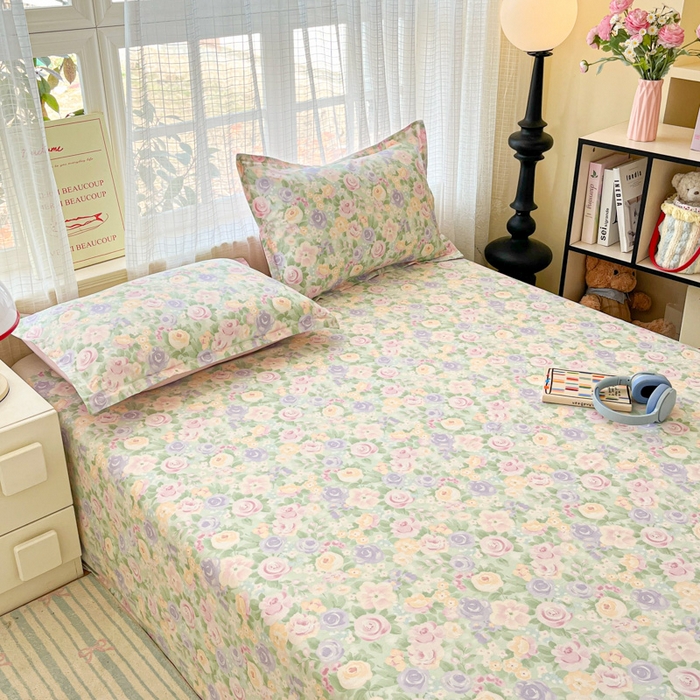 91家纺网 家纺一手货源 找家纺 好亿来家纺 2026新款全棉纯棉印花小清新床单单件床单单品单床单 梦幻花楹