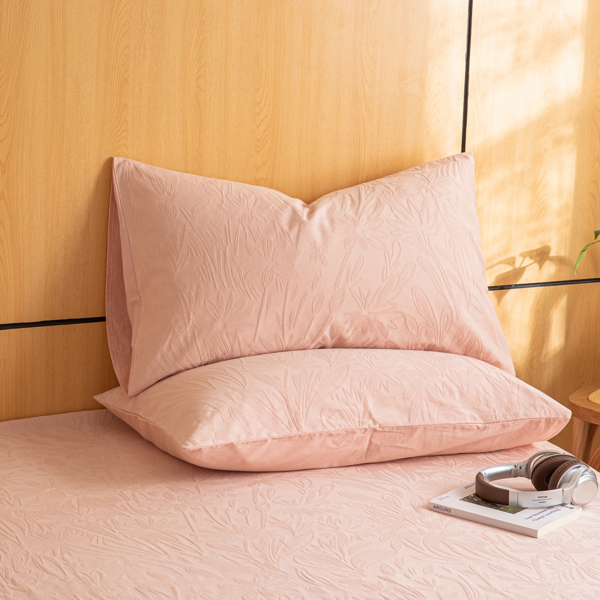 眠博士 2026新款60水洗立体提花枕套场景二 绵语-粉