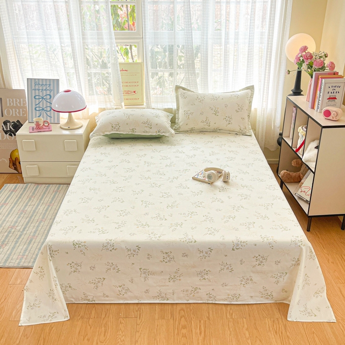 好亿来家纺 2026新款全棉纯棉印花小清新床单单件床单单品单床单 夏日铃兰-米