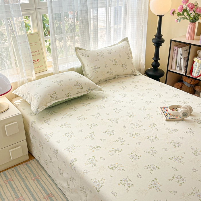 91家纺网 家纺一手货源 找家纺 好亿来家纺 2026新款全棉纯棉印花小清新床单单件床单单品单床单 夏日铃兰-米