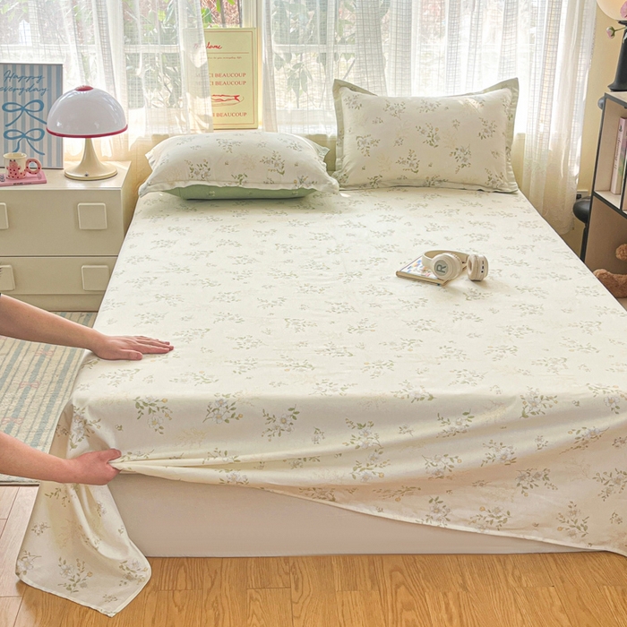 91家纺网 家纺一手货源 找家纺 好亿来家纺 2026新款全棉纯棉印花小清新床单单件床单单品单床单 夏日铃兰-米