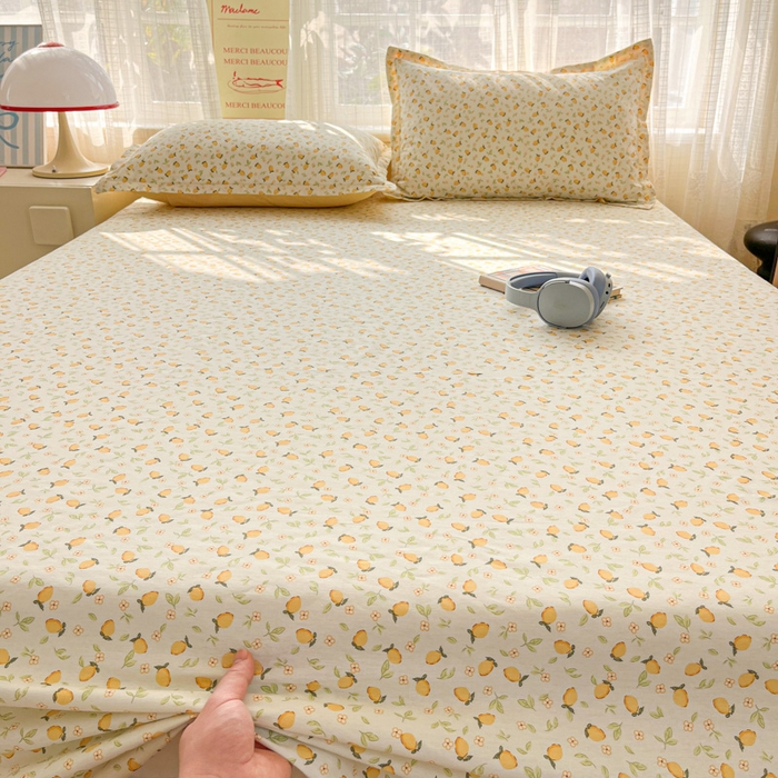 91家纺网 家纺一手货源 找家纺 好亿来家纺 2026新款全棉纯棉印花小清新床单单件床单单品单床单 夏日柠香