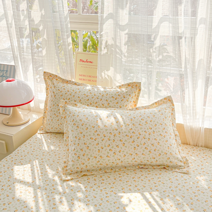 91家纺网 家纺一手货源 找家纺 好亿来家纺 2026新款全棉纯棉印花小清新床单单件床单单品单床单 夏日柠香