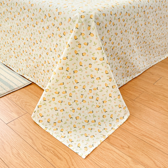 91家纺网 家纺一手货源 找家纺 好亿来家纺 2026新款全棉纯棉印花小清新床单单件床单单品单床单 夏日柠香