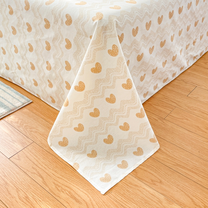 91家纺网 家纺一手货源 找家纺 好亿来家纺 2026新款全棉纯棉印花小清新床单单件床单单品单床单 心动旋律-咖