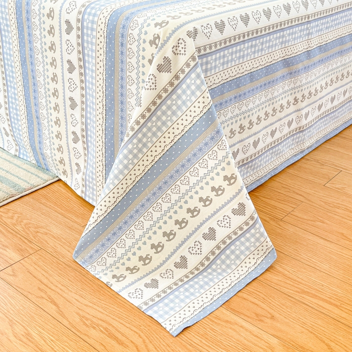 91家纺网 家纺一手货源 找家纺 好亿来家纺 2026新款全棉纯棉印花小清新床单单件床单单品单床单 心软曲奇-蓝