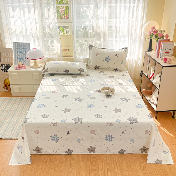 好亿来家纺 2026新款全棉纯棉印花小清新床单单件床单单品单床单 星动情节