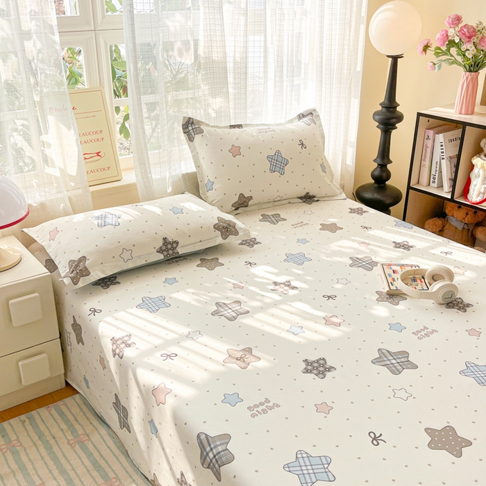 91家纺网 家纺一手货源 找家纺 好亿来家纺 2026新款全棉纯棉印花小清新床单单件床单单品单床单 星动情节