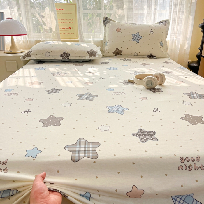 91家纺网 家纺一手货源 找家纺 好亿来家纺 2026新款全棉纯棉印花小清新床单单件床单单品单床单 星动情节