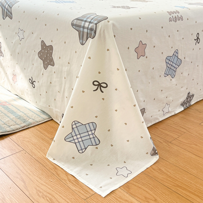 91家纺网 家纺一手货源 找家纺 好亿来家纺 2026新款全棉纯棉印花小清新床单单件床单单品单床单 星动情节