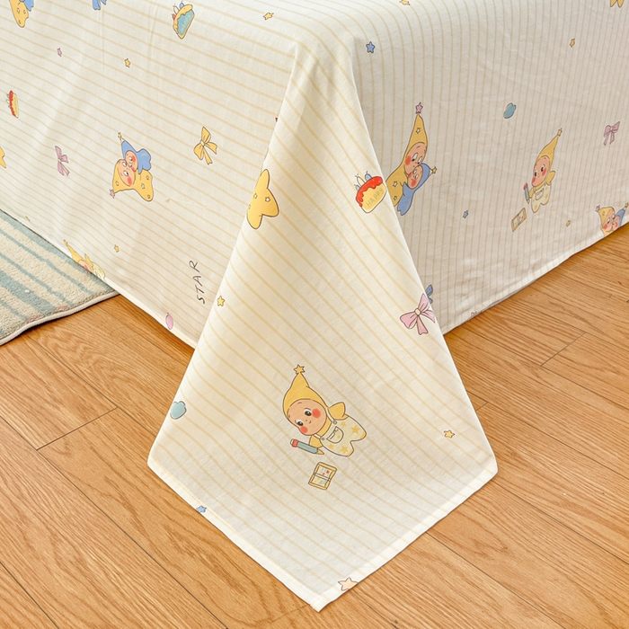 91家纺网 家纺一手货源 找家纺 好亿来家纺 2026新款全棉纯棉印花小清新床单单件床单单品单床单 星星宝贝