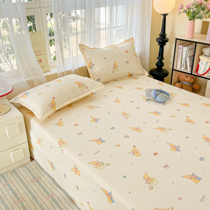 91家纺网 家纺一手货源 找家纺 好亿来家纺 2026新款全棉纯棉印花小清新床单单件床单单品单床单 星星宝贝