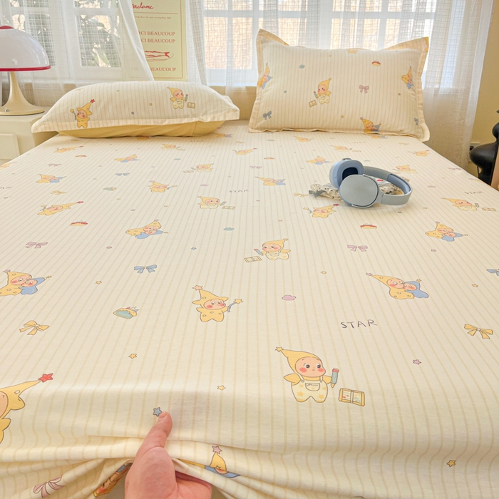 91家纺网 家纺一手货源 找家纺 好亿来家纺 2026新款全棉纯棉印花小清新床单单件床单单品单床单 星星宝贝