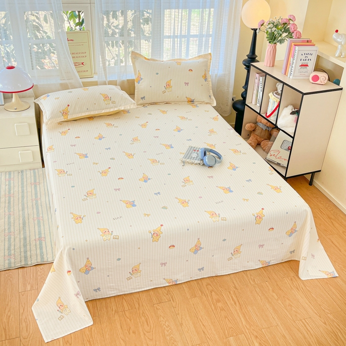 91家纺网 家纺一手货源 找家纺 好亿来家纺 2026新款全棉纯棉印花小清新床单单件床单单品单床单 星星宝贝