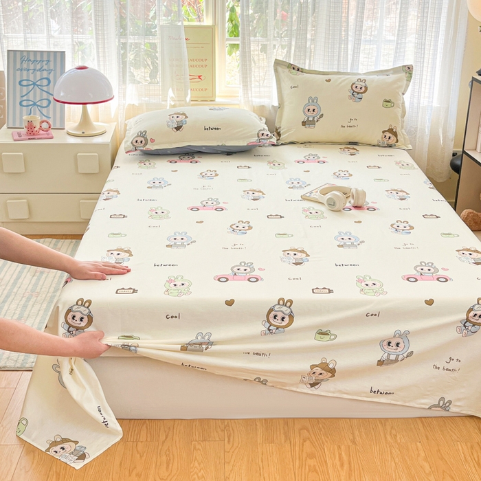 91家纺网 家纺一手货源 找家纺 好亿来家纺 2026新款全棉纯棉印花小清新床单单件床单单品单床单 休闲布布