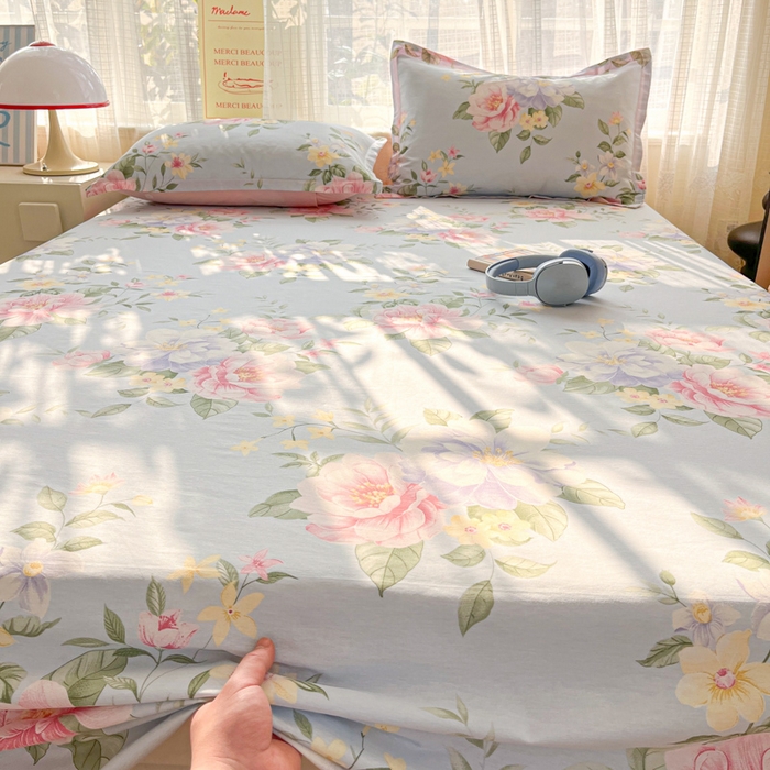 91家纺网 家纺一手货源 找家纺 好亿来家纺 2026新款全棉纯棉印花小清新床单单件床单单品单床单 雨后知春