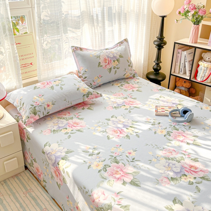 91家纺网 家纺一手货源 找家纺 好亿来家纺 2026新款全棉纯棉印花小清新床单单件床单单品单床单 雨后知春