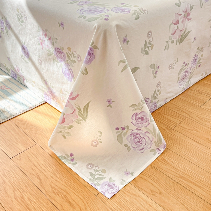 91家纺网 家纺一手货源 找家纺 好亿来家纺 2026新款全棉纯棉印花小清新床单单件床单单品单床单 紫韵花香