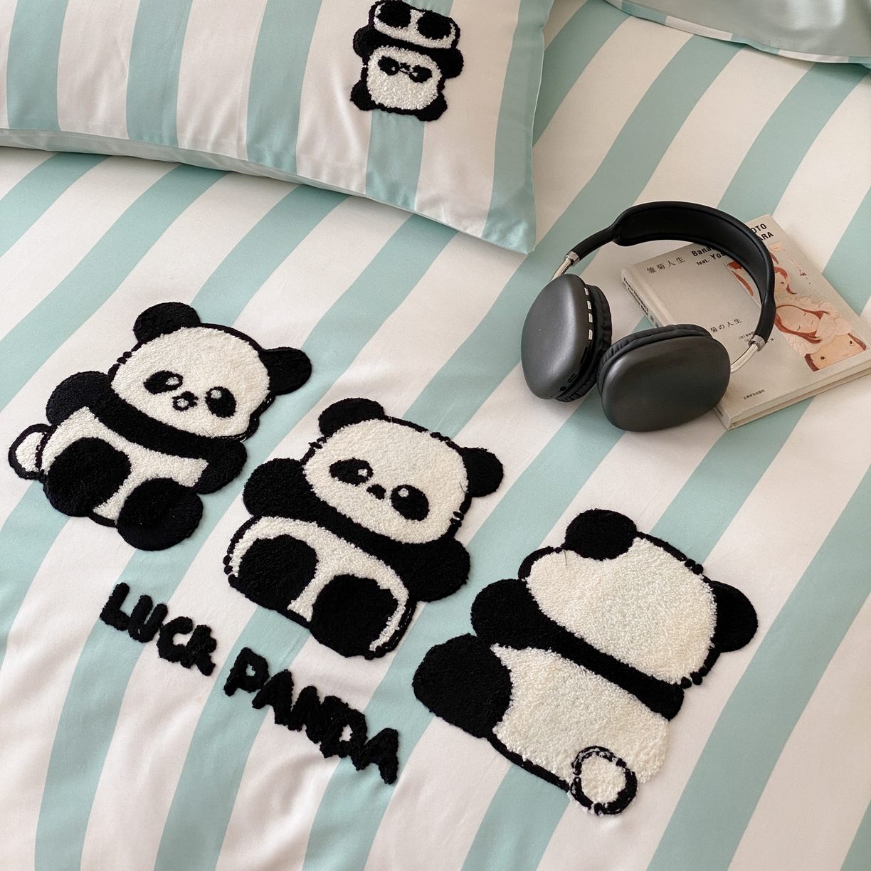 91家纺网 家纺一手货源 找家纺 眠博士 2026新款50支长绒棉毛巾绣四件套 50支长绒棉套件-幸运熊宝